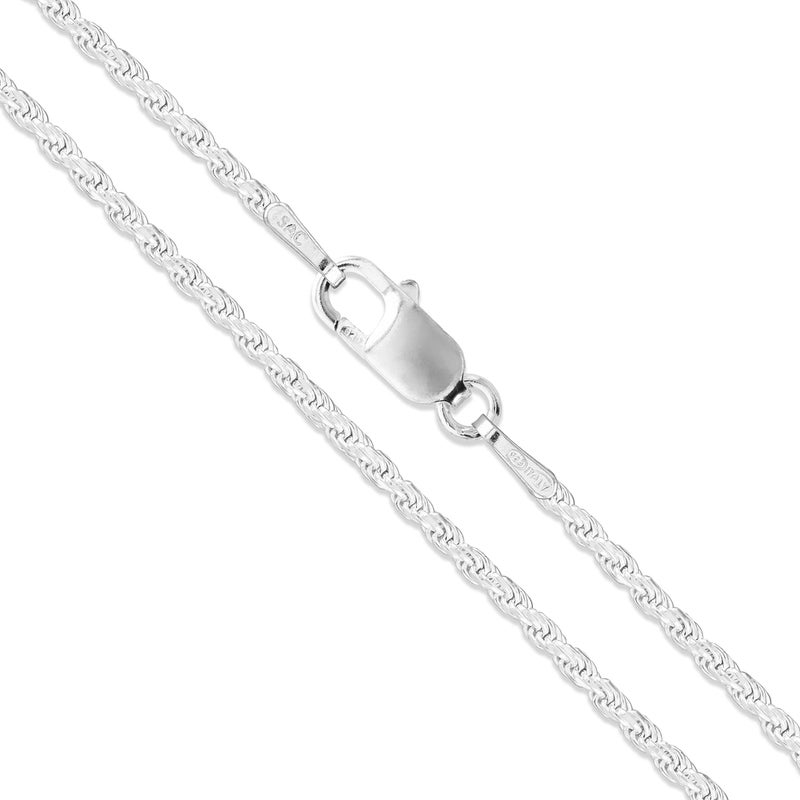 Sac Silver Sterling Silver Diamond-Cut Rope Chain 1.5mm Solid 925 Italy New Necklace 22" - Image 1